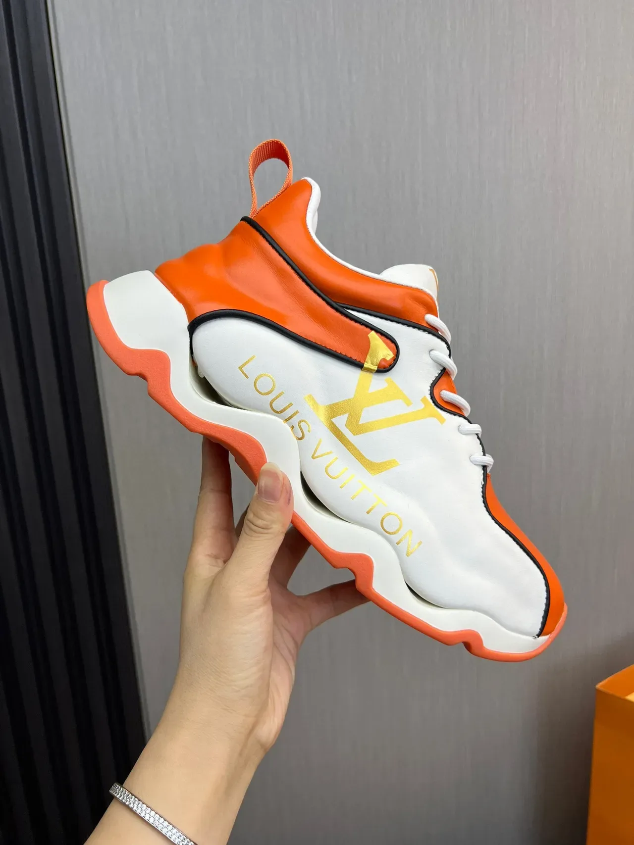 Louis Vuitton Run Away Orange and White Sneakers Chunky 5