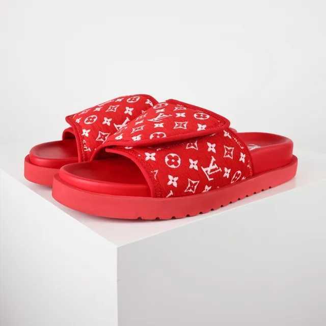 Louis Vuitton Run Away Slide Red Monogram Slippers 2