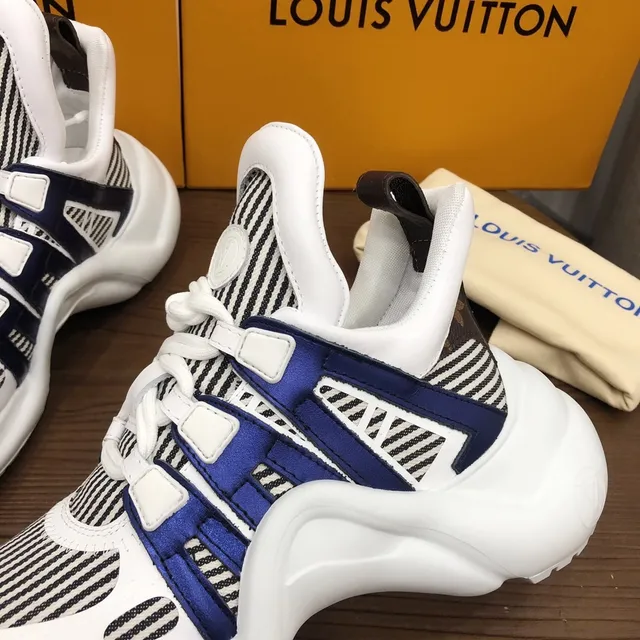Louis Vuitton Run Away White Navy Striped Chunky Sneakers 4