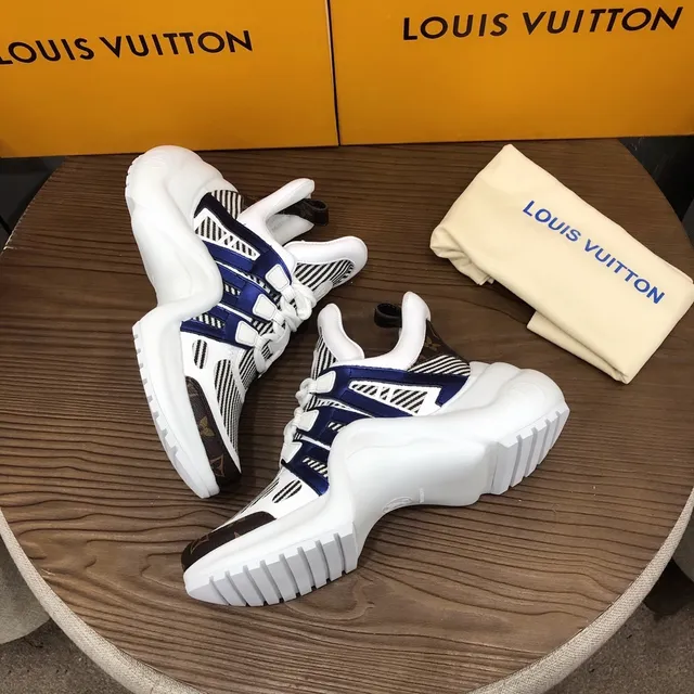 Louis Vuitton Run Away White Navy Striped Chunky Sneakers 5
