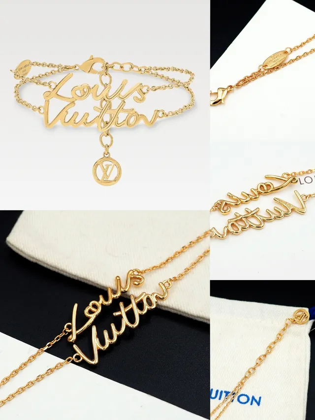 Louis Vuitton Script Bracelet Gold-Tone Chain Bracelet 11