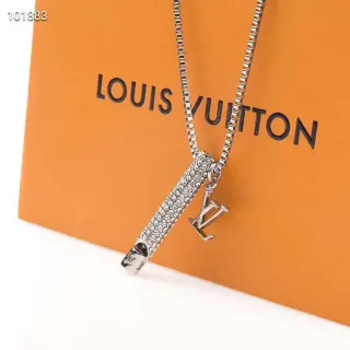 Colar com pendentif cilíndrico de prata incrustado com cristais Louis Vuitton