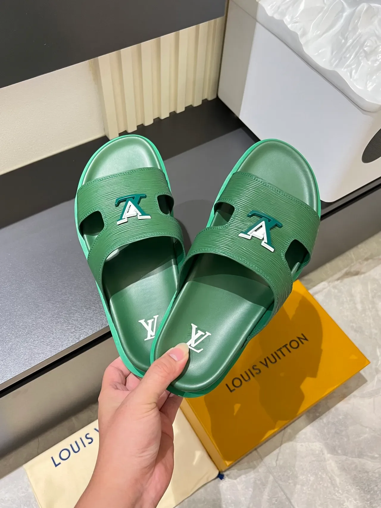 Louis Vuitton Slide Sandals Double-Strap Molded Sole Slippers 8
