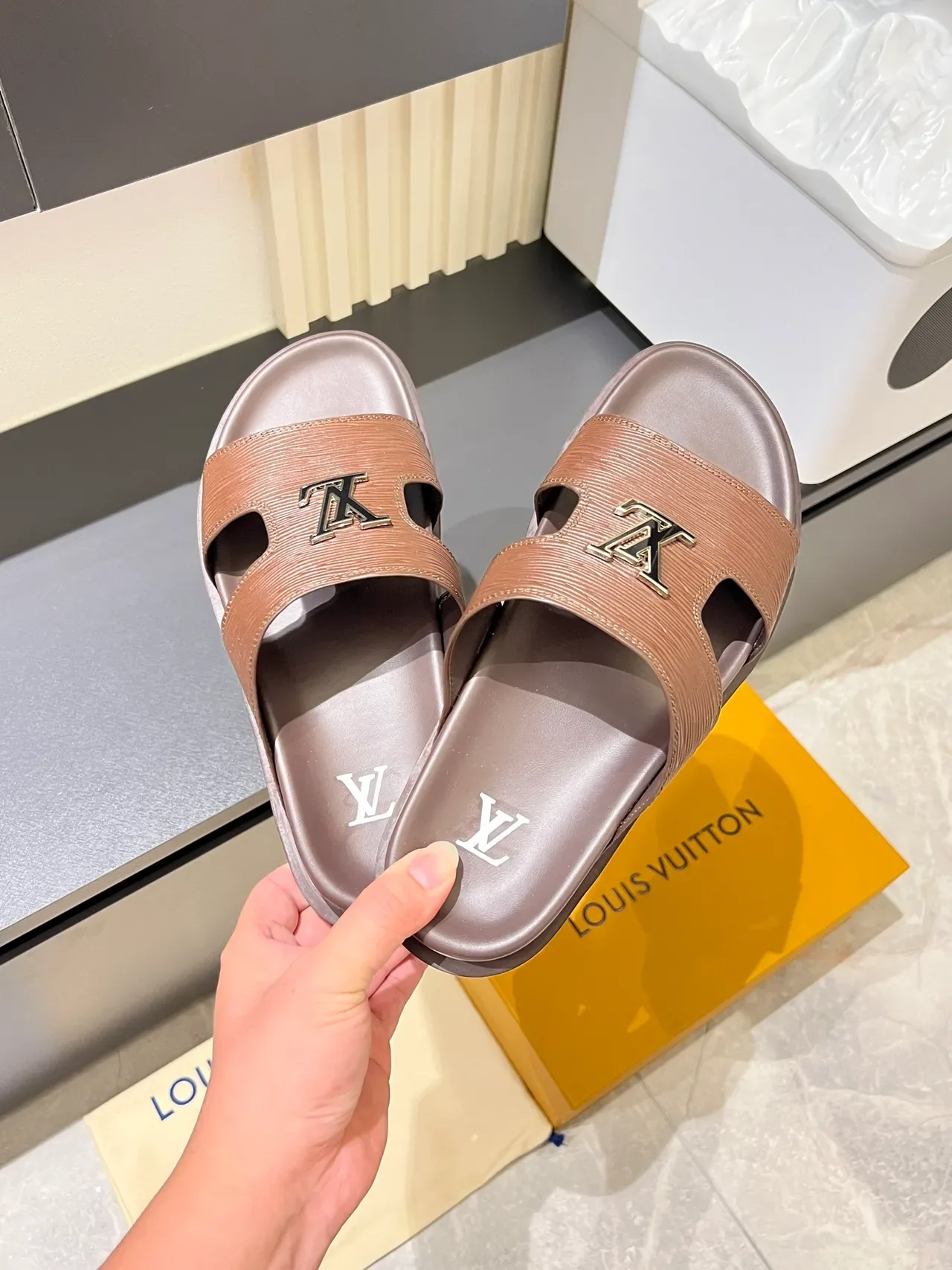 Louis Vuitton Slide Sandals Double-Strap Molded Sole Slippers 12
