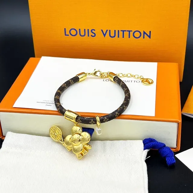 Louis Vuitton Vivienne On The Court Pulsera de cuero marrón con monograma 8