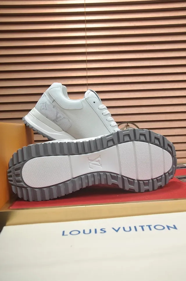 Louis Vuitton White Gray Low-Top Layered Leather And Textured Panels Lifestyle Sneakers 3