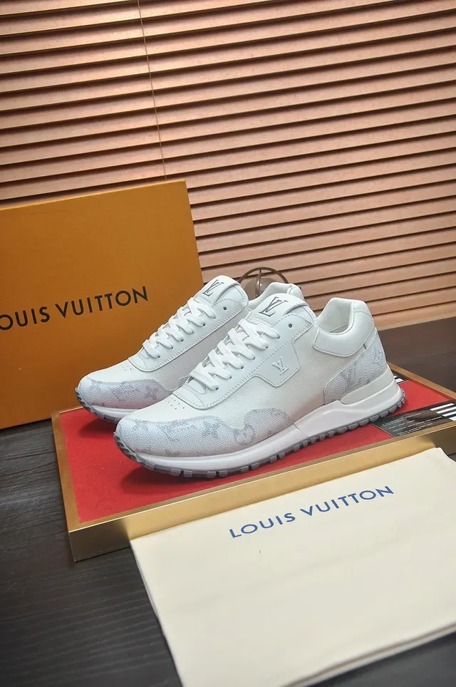 Louis Vuitton White Gray Low-Top Layered Leather And Textured Panels Lifestyle Sneakers 4