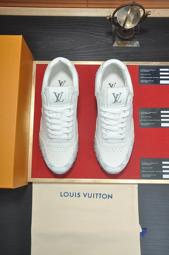 Louis Vuitton White Gray Low-Top Layered Leather And Textured Panels Lifestyle Sneakers 5