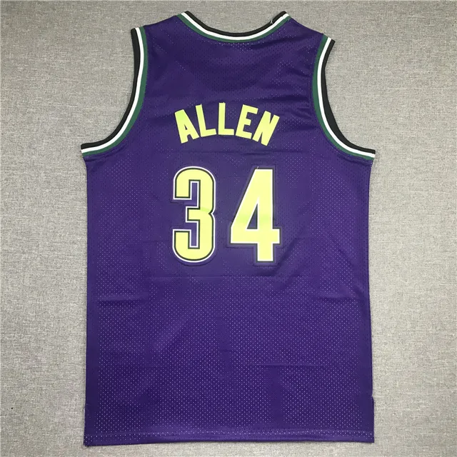 Mitchell & Ness Hardwood Classics تدرج بنفسجي أخضر Ray Allen Milwaukee Bucks जيर्सي 2