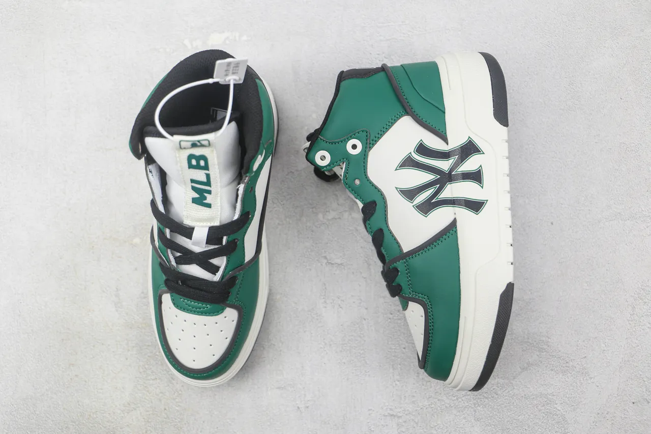 Mitchell & Ness NY Yankees High Top Vert Blanc Noir Chaussures Lifestyle 3