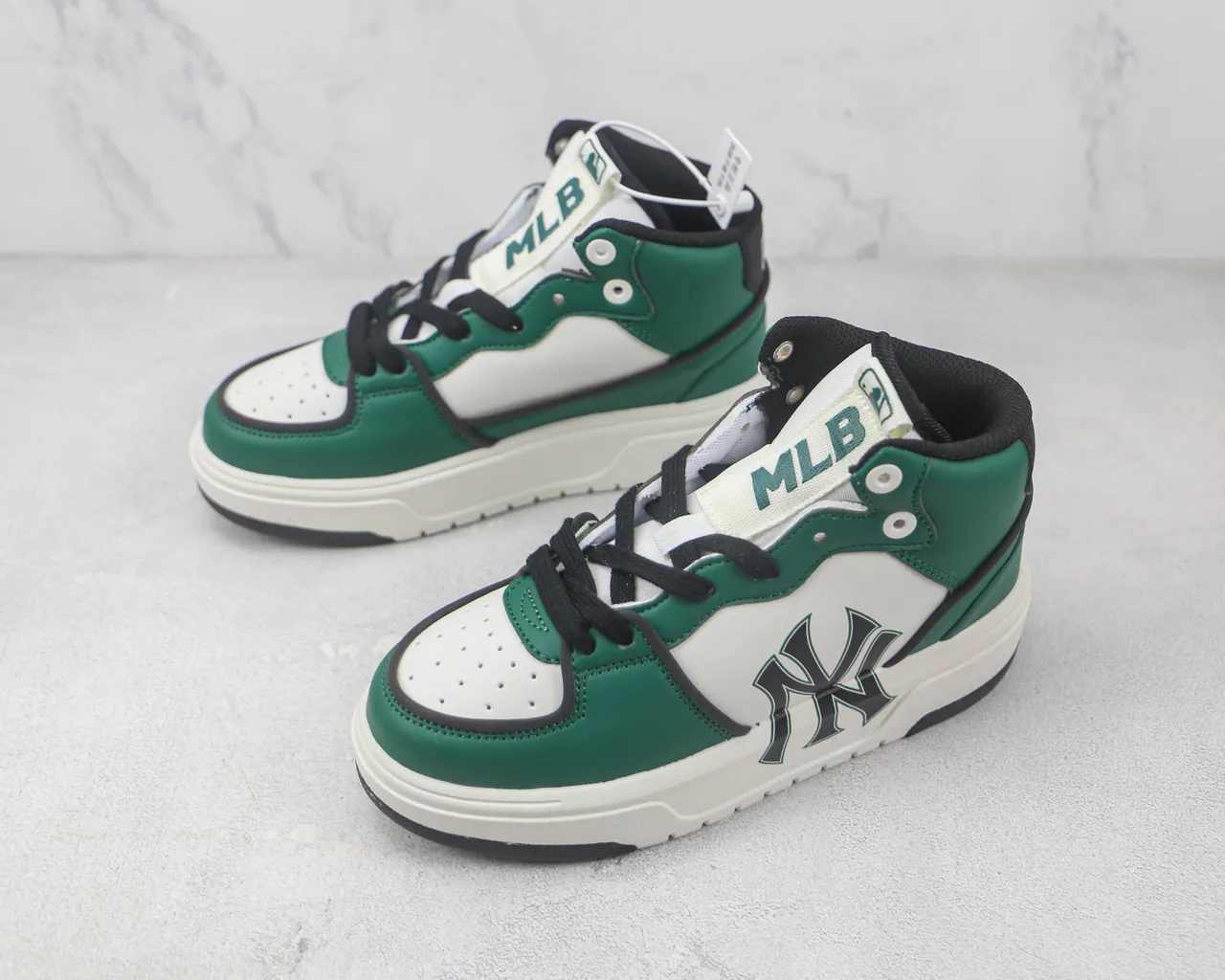 Mitchell & Ness NY Yankees High Top Vert Blanc Noir Chaussures Lifestyle 4