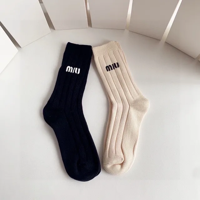 Miu Miu Logo-Cuff Ribbed Knit Socks 6