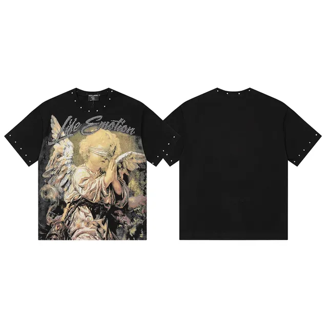 Mixed Emotion Life Emotion Graphic Studded Sleeve T-Shirt 6