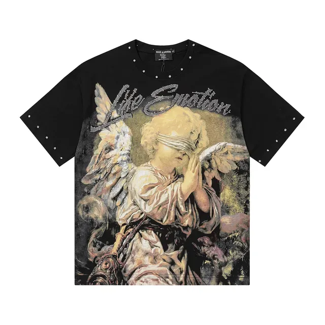 Mixed Emotion Life Emotion Graphic Studded Sleeve T-Shirt 7