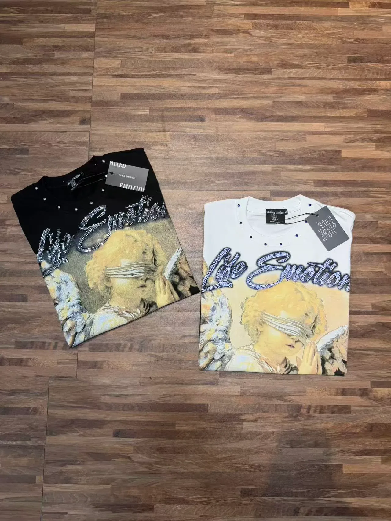 Mixed Emotion Life Emotion Graphic Studded Sleeve T-Shirt 9