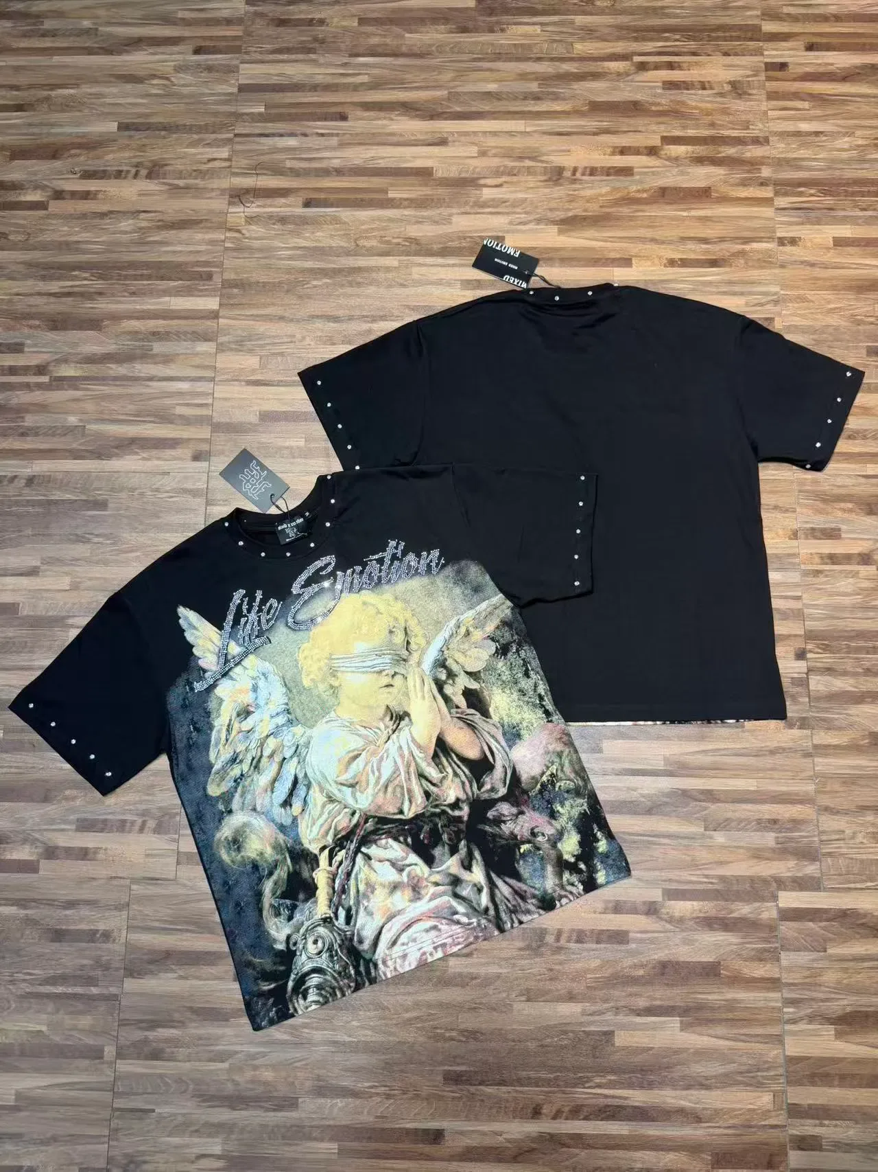 Mixed Emotion Life Emotion Graphic Studded Sleeve T-Shirt 10