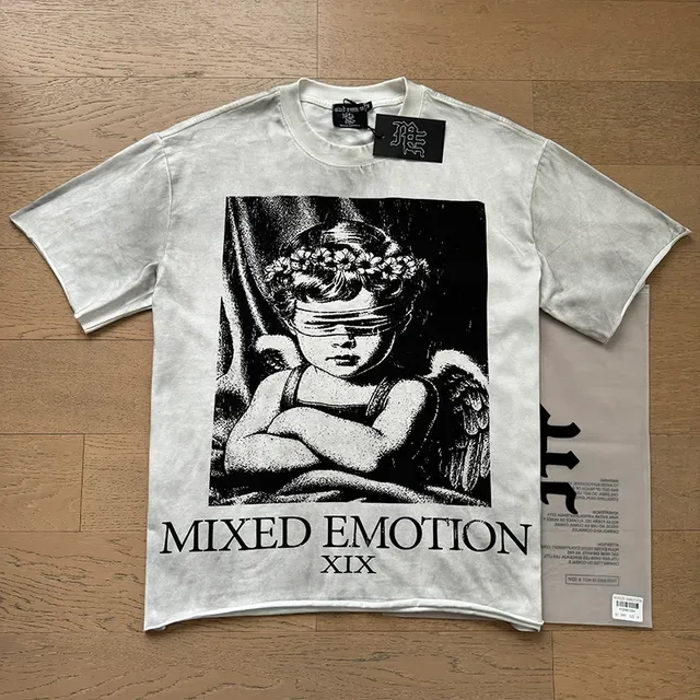 Mixed Emotion XIX एसिड-वॉश ग्राफिक टी-शर्ट 3