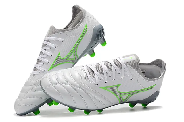 Mizuno Morelia Neo White and Neon Green Firm-Ground Soccer Shoes 2