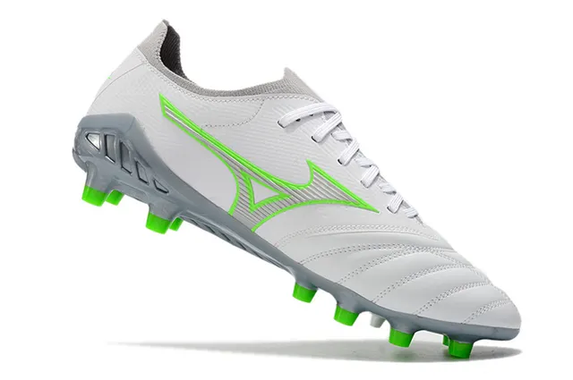 Mizuno Morelia Neo White and Neon Green Firm-Ground Soccer Shoes 3