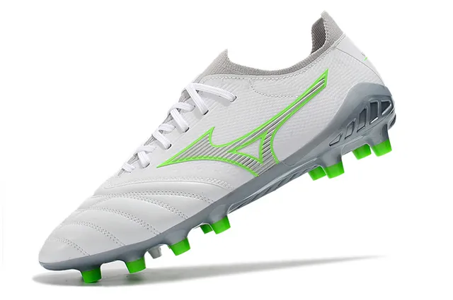 Mizuno Morelia Neo White and Neon Green Firm-Ground Soccer Shoes 4