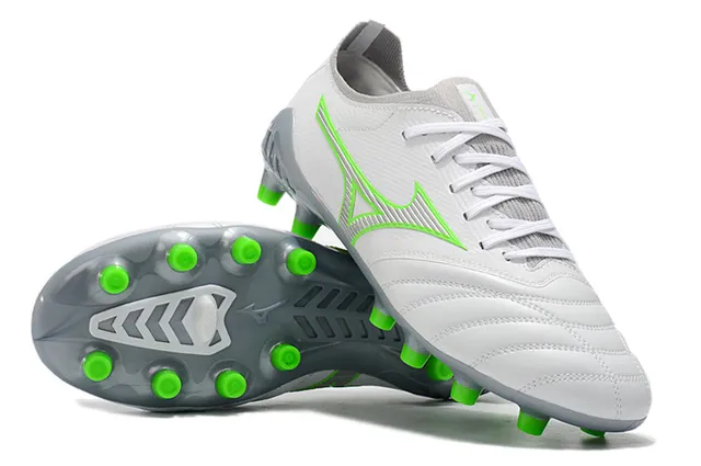 Mizuno Morelia Neo White and Neon Green Firm-Ground Soccer Shoes 5