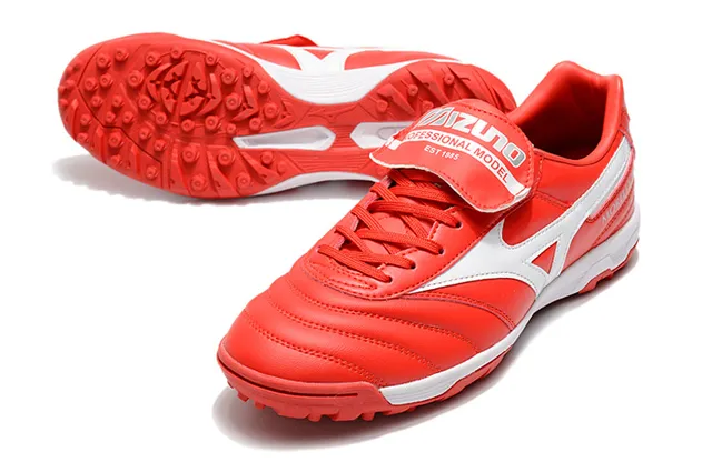 Mizuno Morelia Pro लाल सफेद कृत्रिम घास सॉकर जूते 11