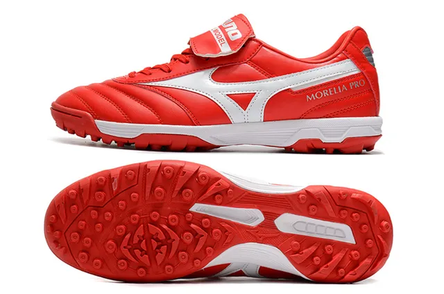 Mizuno Morelia Pro लाल सफेद कृत्रिम घास सॉकर जूते 13