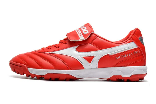 Mizuno Morelia Pro लाल सफेद कृत्रिम घास सॉकर जूते 14