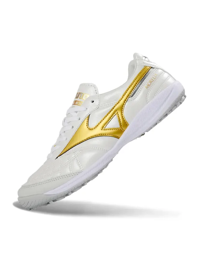 Mizuno Morelia व्हाइट एंड गोल्ड टर्फ फुटबॉल जूते 2