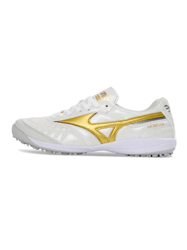 Mizuno Morelia व्हाइट एंड गोल्ड टर्फ फुटबॉल जूते 4