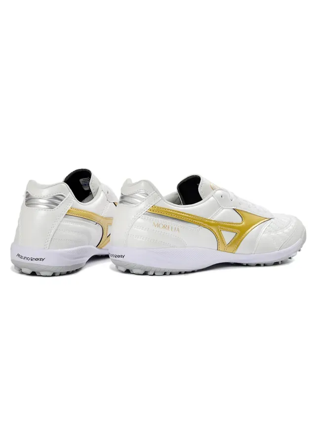 Mizuno Morelia व्हाइट एंड गोल्ड टर्फ फुटबॉल जूते 7