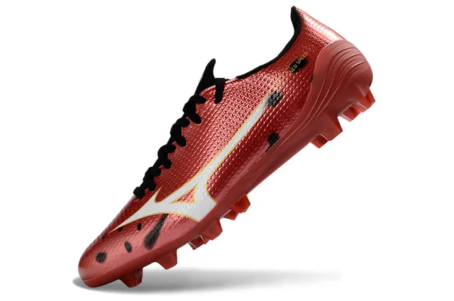 Mizuno Red White Metallic Textured Synthetic Upper Conical Studs Firm-Ground Soccer Shoes 3