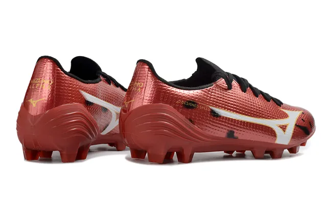 Mizuno Red White Metallic Textured Synthetic Upper Conical Studs Firm-Ground Soccer Shoes 5