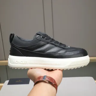 Moncler Black Leather Platform Sole Lifestyle Sneaker
