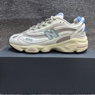 New Balance 1000 Beige Azul Mediasuela Capas Superposiciones Sintéticas Zapatillas Gruesas