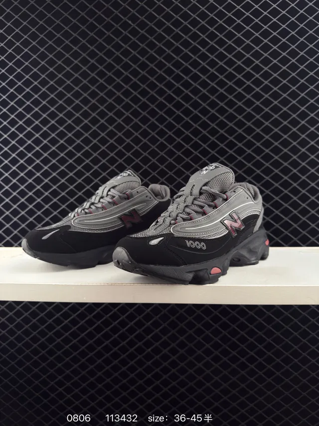 New Balance 1000 Black Gray Red Chunky Sneakers 2
