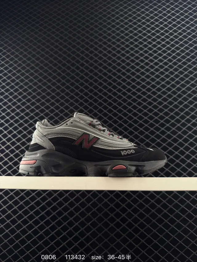New Balance 1000 Black Gray Red Chunky Sneakers 6