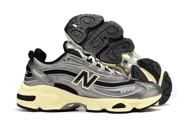 New Balance 1000 Zapatillas Chunky Plata Metálica y Crema 4