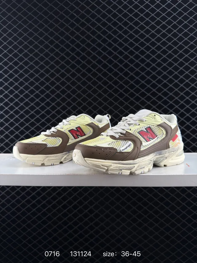 New Balance 530 Bege Marrom Tênis Chunky de Malha Layered 2