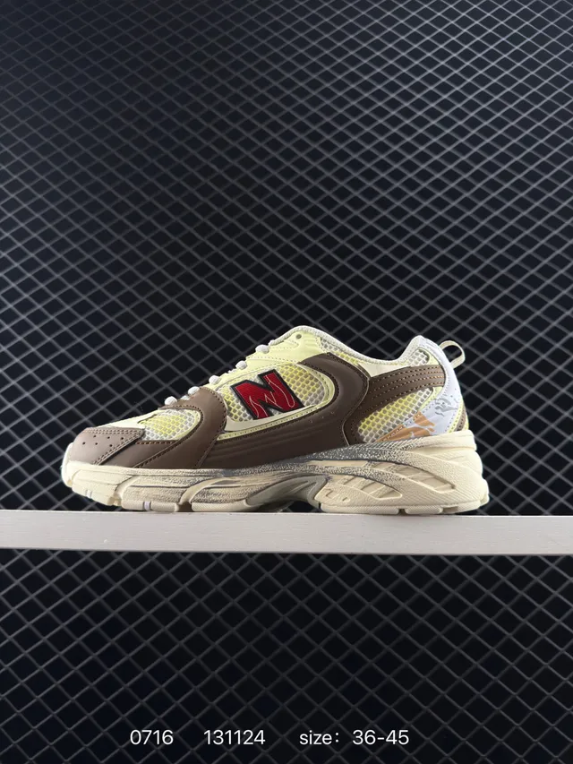 New Balance 530 Bege Marrom Tênis Chunky de Malha Layered 5