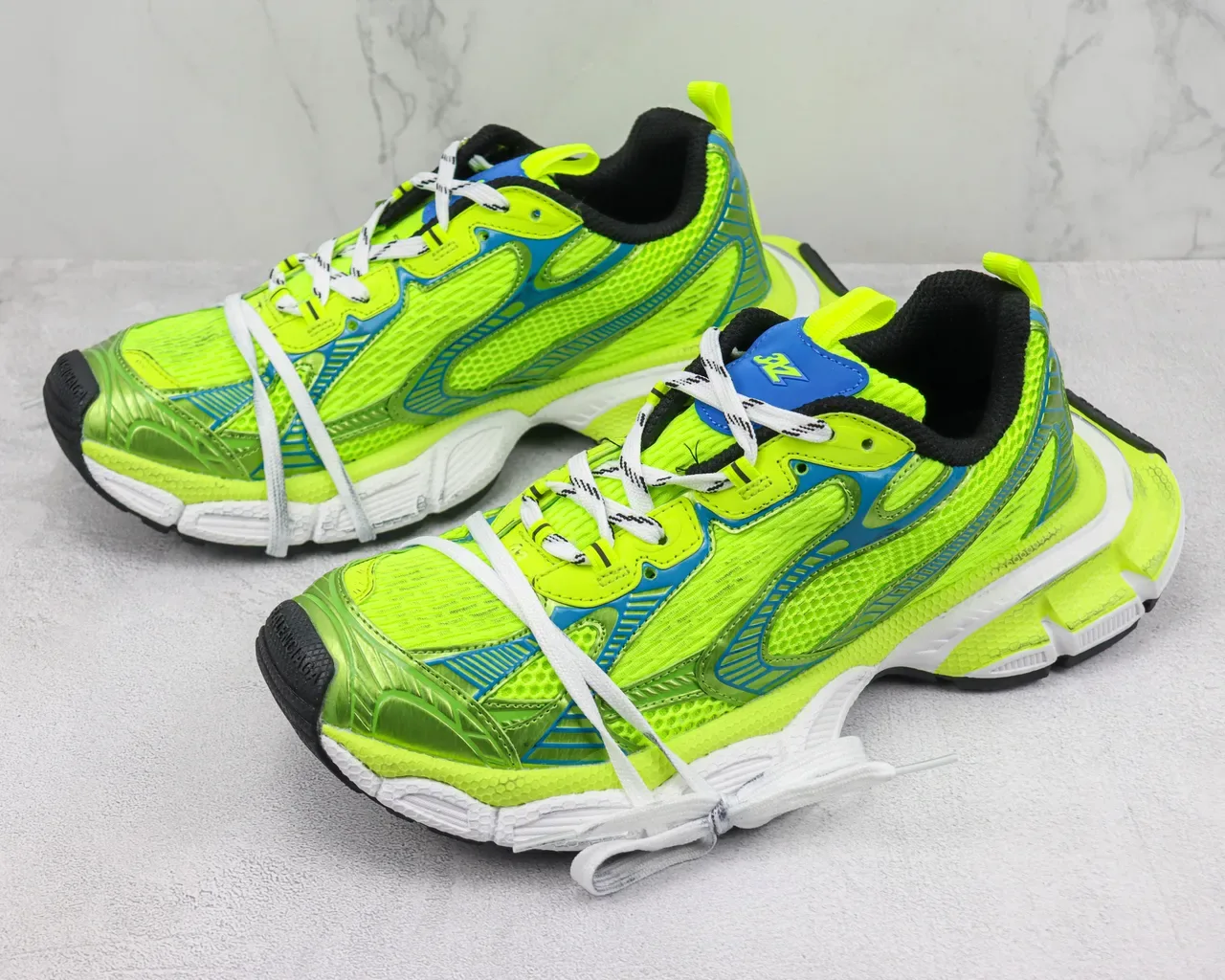 New Balance 9060 Neon Lime Green Blue Chunky Sneakers 4