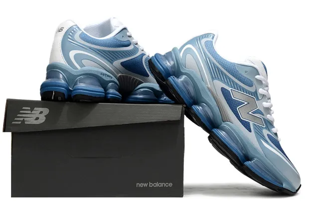 New Balance أزرق وأبيض Segmented Pod Midsole شبكي وطبقة اصطناعية علوية أحذية رياضية لايف ستايل 6
