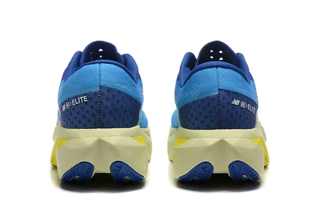 New Balance أحذية الجري الزرقاء الصفراء شبكة مصممة هندسية غطاء أسود 4