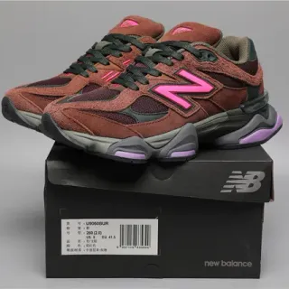 New Balance Marrom Rosa Solado multicamadas Misturado couro de camurça e malha superior Tênis chunky
