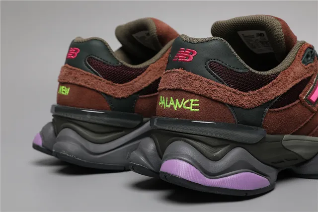 New Balance Brown Pink Multi-Layered Midsole Mixed Suede And Mesh Upper Chunky Sneakers 2