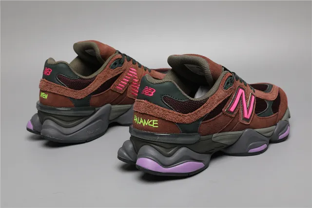 New Balance Brown Pink Multi-Layered Midsole Mixed Suede And Mesh Upper Chunky Sneakers 3