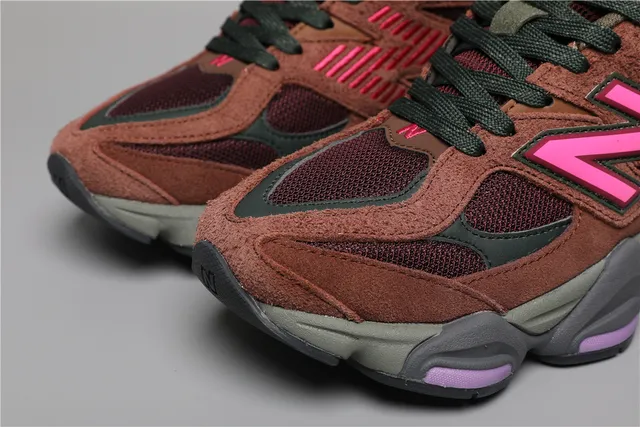 New Balance Brown Pink Multi-Layered Midsole Mixed Suede And Mesh Upper Chunky Sneakers 4