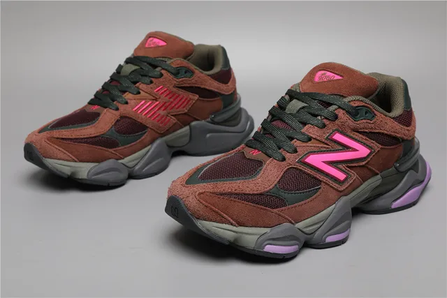New Balance Brown Pink Multi-Layered Midsole Mixed Suede And Mesh Upper Chunky Sneakers 5