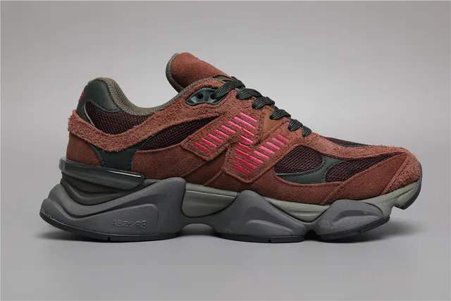 New Balance Brown Pink Multi-Layered Midsole Mixed Suede And Mesh Upper Chunky Sneakers 8