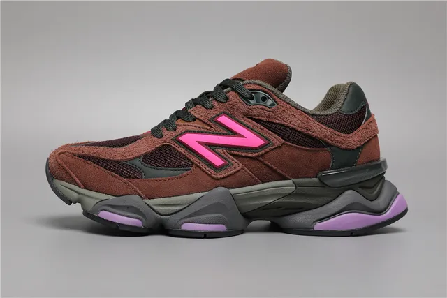 New Balance Brown Pink Multi-Layered Midsole Mixed Suede And Mesh Upper Chunky Sneakers 9
